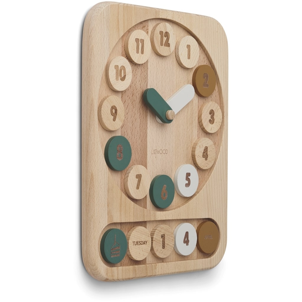 Liewood - Houten Klok Yelena – Hunter Green, Activiteiten speelgoed, Liewood, Keekabuu