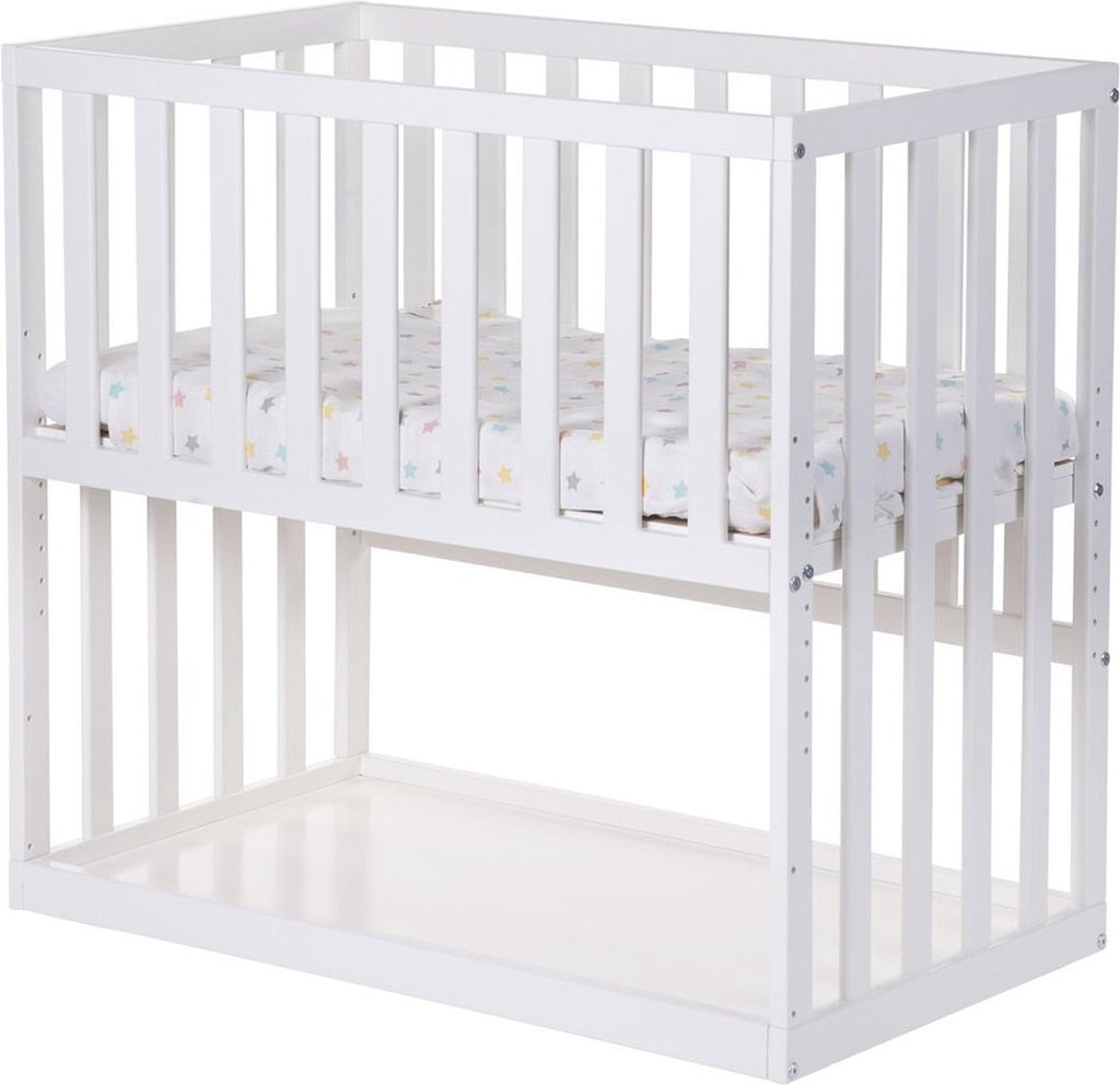 Childhome - Bedkant Wieg + Wielen - 50x90 Cm - Hout - Wit - Keekabuu