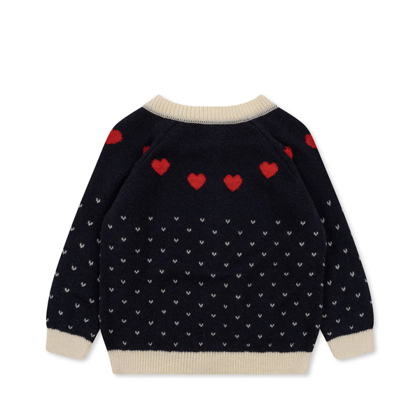 Konges Slojd - Vest Heart Cardigan - Navy, Vest, Konges Slojd, Keekabuu