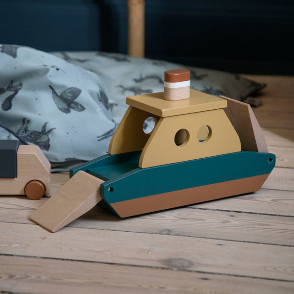 Sebra - Veerboot met Vrachtwagen, Houten speelgoed, Sebra, Keekabuu
