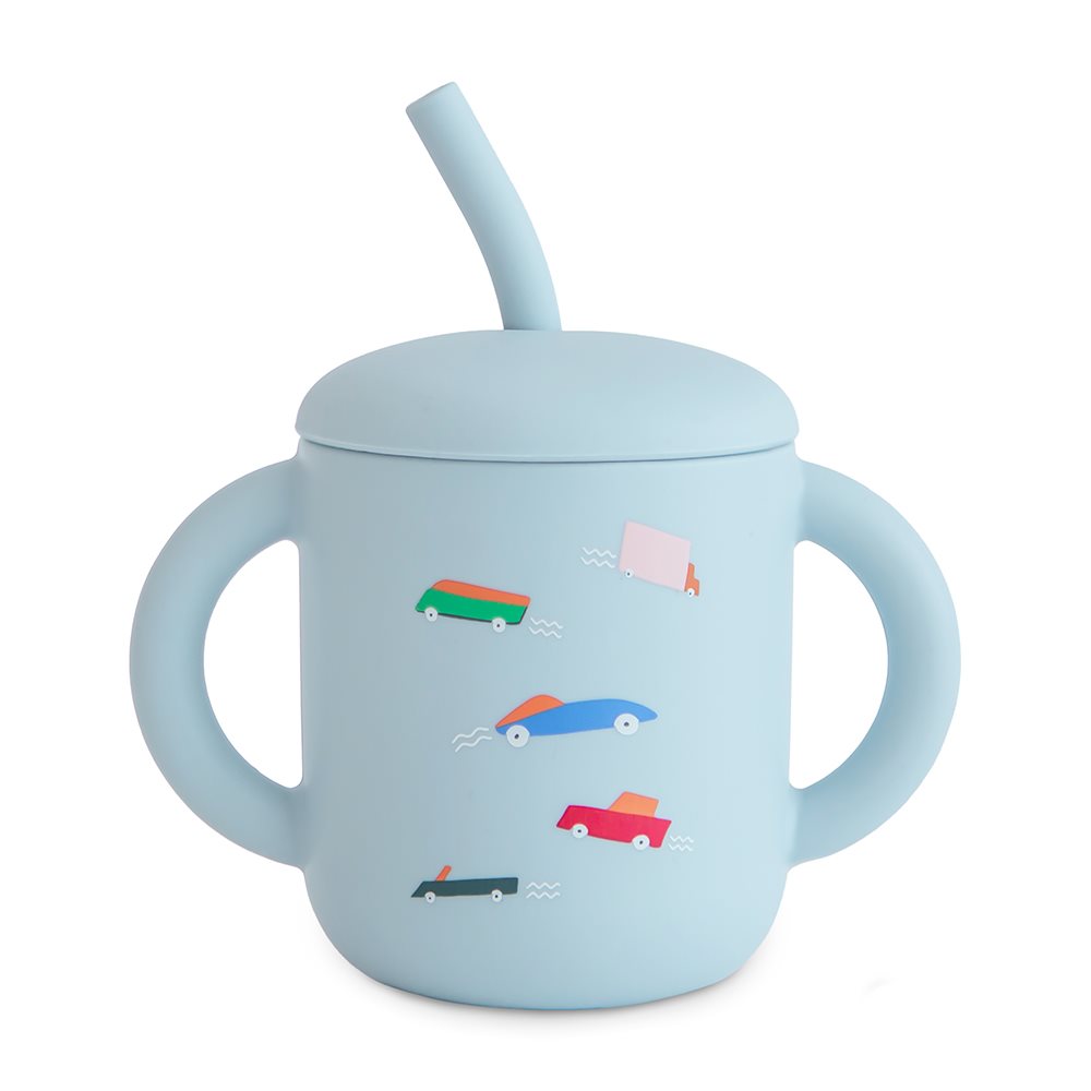 Mushie - Siliconen Oefenbeker met Deksel en Rietje, Oefenbeker, Mushie, Keekabuu