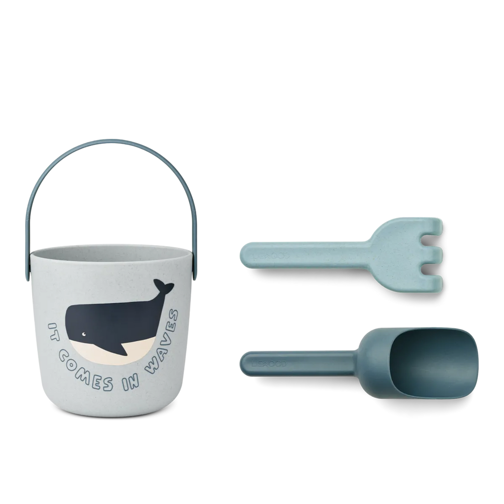 Liewood - Beach Set Donny - Emmer met handvat, schop en een hark, Buitenspeelgoed, Liewood, Keekabuu