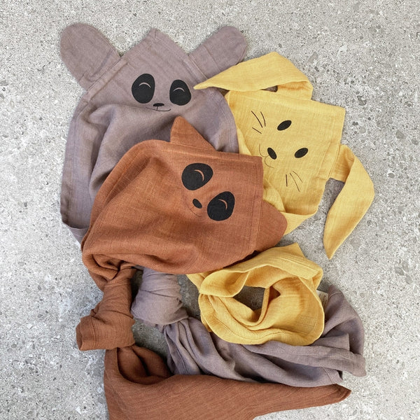 Nuuroo -  Knuffel hydrofiele doek Bjørk  - Set van 2, Knuffeldoekjes, Nuuroo, Keekabuu