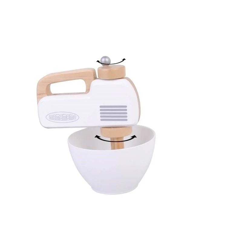 Mamamemo - Houten Handmixer met Kom - Wit