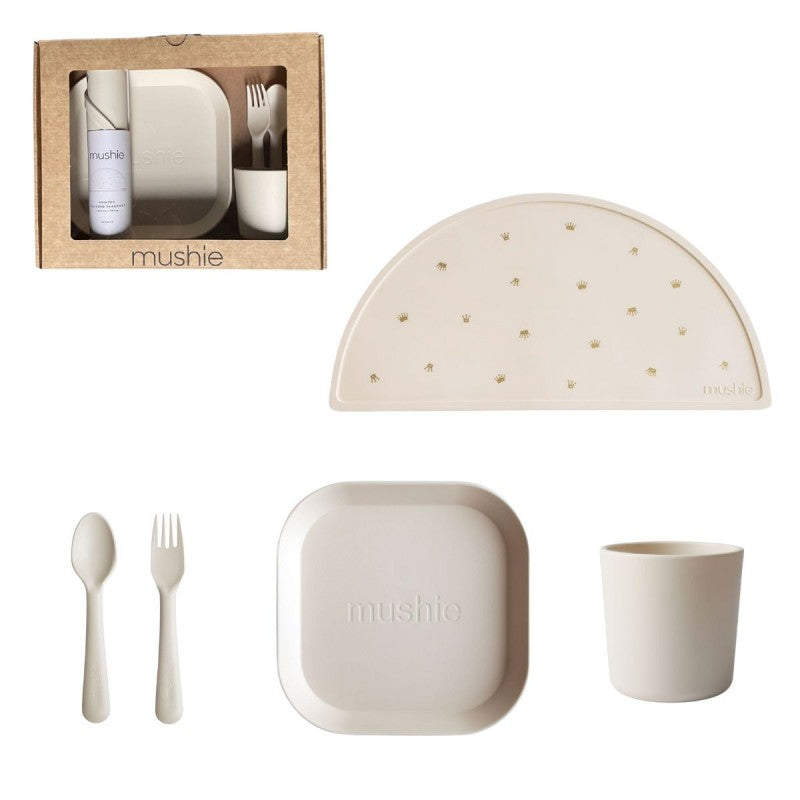 Mushie - Kinderserviesset (Vierkante Bord) in Cadeauverpakking, Baby Eetset, Mushie, Keekabuu