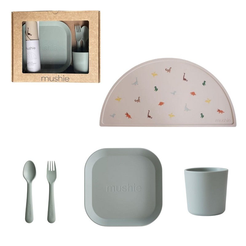 Mushie - Kinderserviesset (Vierkante Bord) in Cadeauverpakking, Baby Eetset, Mushie, Keekabuu