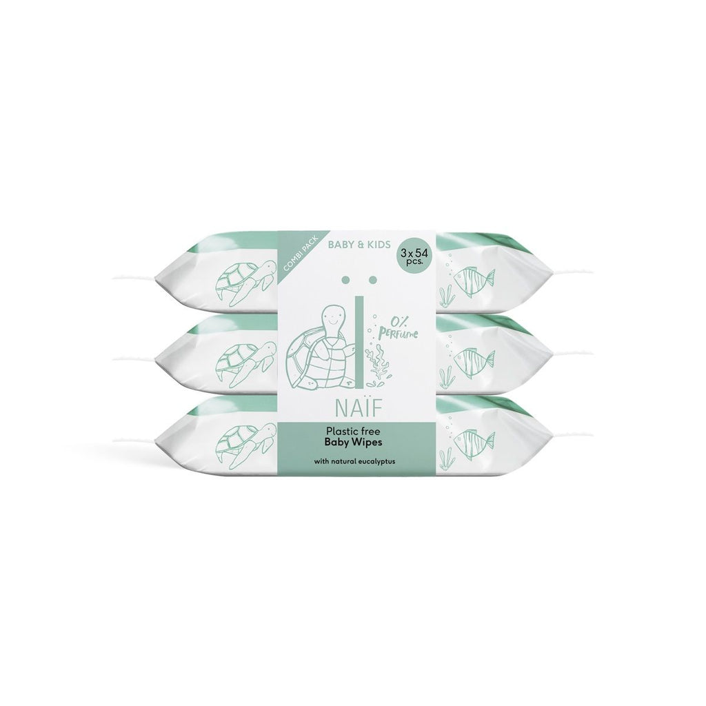 Naif - Baby&kids plastic free wipes Doekjes - 3x54 stuks, Verzorgingsproducten, Naïf, Keekabuu