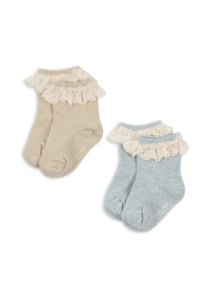 Konges Slojd - Glitter Frill Sokken – (2-Pack), sokken, Konges Slojd, Keekabuu
