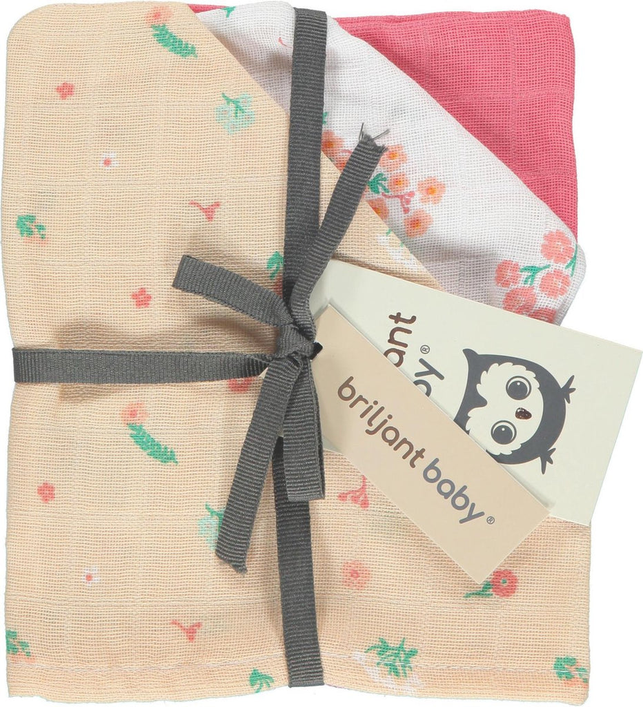 Briljant Baby- Hydrofiel Washandje Flower (set van 3), Washandjes, Briljant Baby, Keekabuu