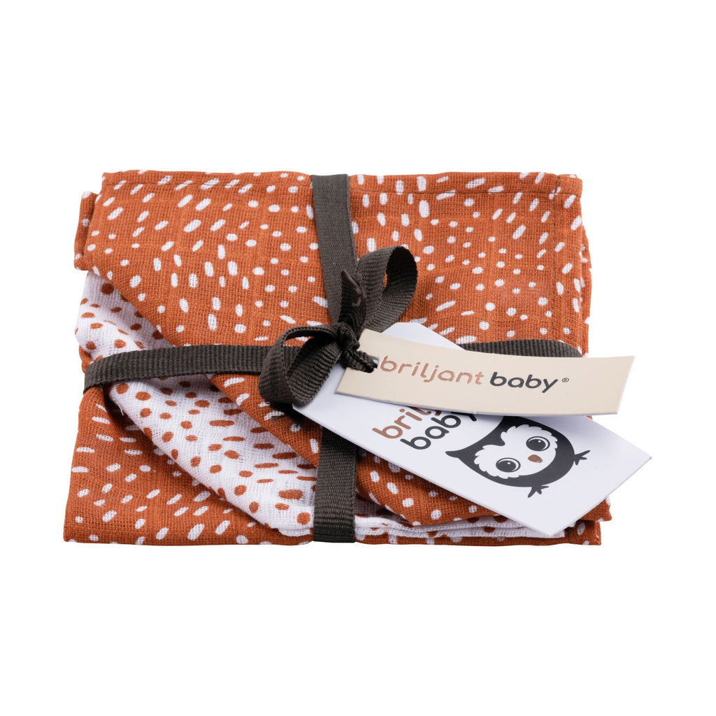 Briljant Baby - Hydrofiel Washandjes Minimal Dots (3pack), Washandjes, Briljant Baby, Keekabuu