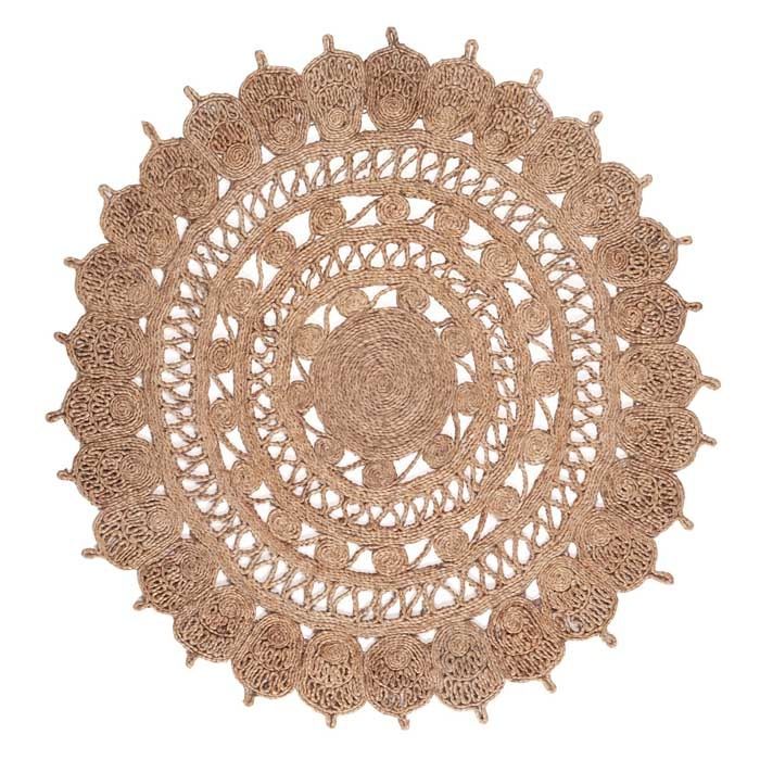 KidsDepot - Pixie Vloerkleed Jute Naturel Ø120cm, Vloerkleden, KidsDepot, Keekabuu