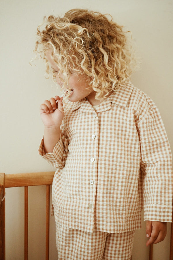 Konges Sløjd - Nightingale Pyjama Macchiato Check, Pyjama's, Konges Slojd, Keekabuu