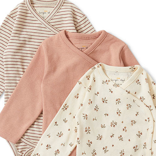 Konges Sløjd - Newborn overslagrompers - Petit amour/striped/blush - 3 pack, Rompers, Konges Slojd, Keekabuu