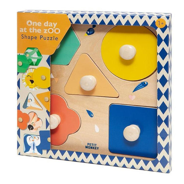 Petit Monkey - Houten Vormen Puzzel - One Day at the Zoo, Puzzels, Petit Monkey, Keekabuu