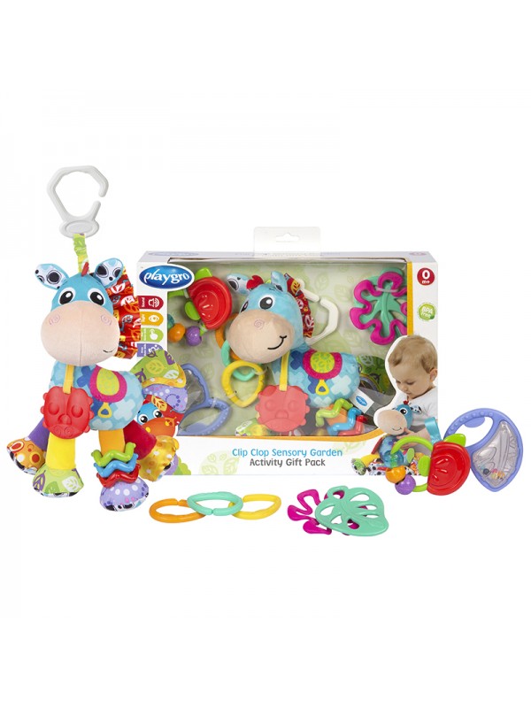 Playgro - Geschenkset Clip Clop Paard  en  3 Bijtpseeltjes, Baby Activity Toys, Playgro, Keekabuu