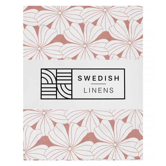 Swedish Linens - Jr. Bed Ledikant Hoeslaken Flowers (70x160cm), Hoeslakens, Swedish Linens, Keekabuu