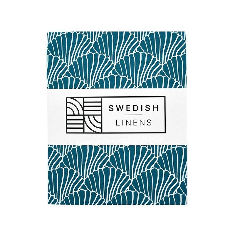Swedish Linens - Jr. Bed Ledikant Hoeslaken Seashells (70x140cm), Hoeslakens, Swedish Linens, Keekabuu