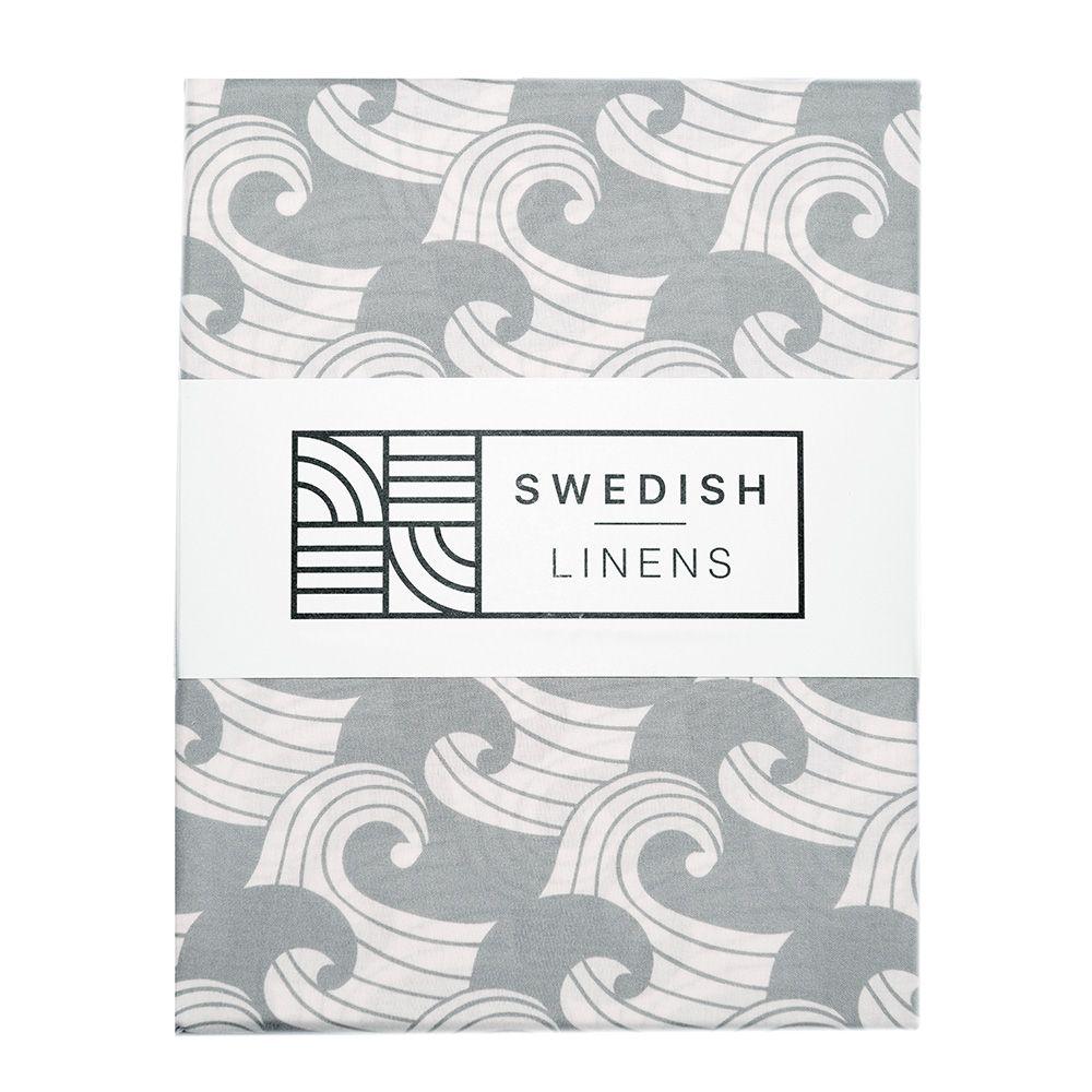 Swedish Linens - Jr. Bed Ledikant Hoeslaken Waves (70x160cm), Hoeslakens, Swedish Linens, Keekabuu