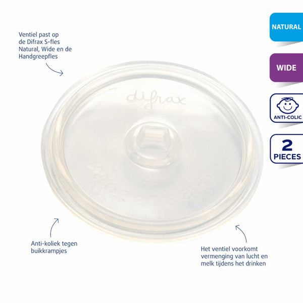 Difrax - Anti-Koliek - S-fles Ventielen - 2 stuks - Voeding