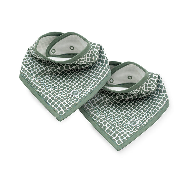 Jollein - Slabbetje Bandana Snake | Ash green 2 Stuks, Slabbetjes, Jollein, Keekabuu
