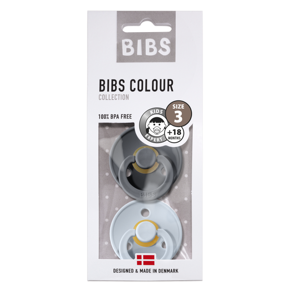 Bibs - Fopspeen Blister 2 stuks T1 0-6M | Iron/Baby Blue